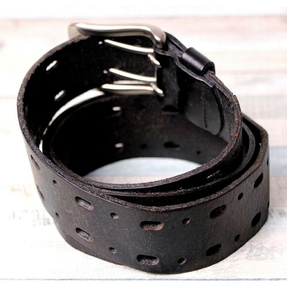 Fossil DARK BROWN GENUINE LEATHER 1.5"Wd CUT OUT CASUAL WOMEN'S BELT Sz M (X95 - Picture 4 of 11